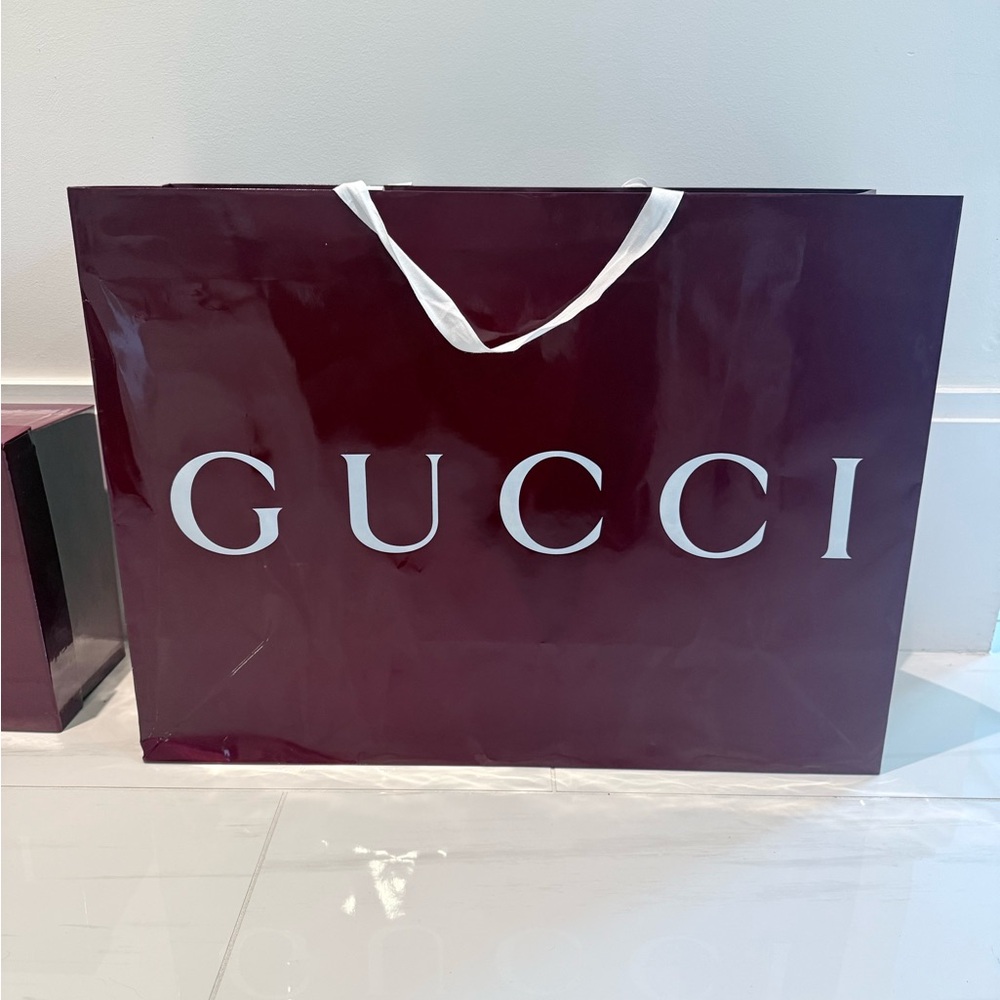 Gucci Burgundy Shopping Bag with White Accents